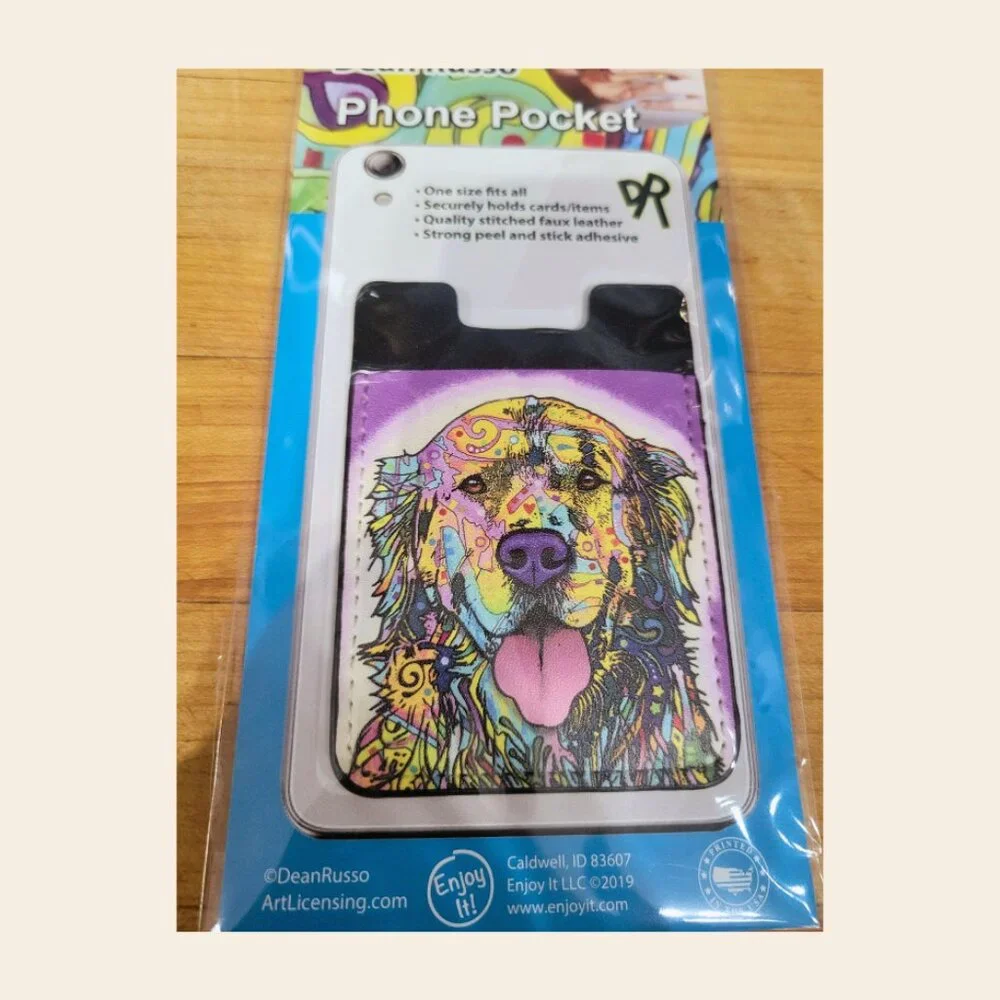 Enjoy It LLC Golden Retriever Phone Pocket by Dean Russo – Stick-On Card Holder